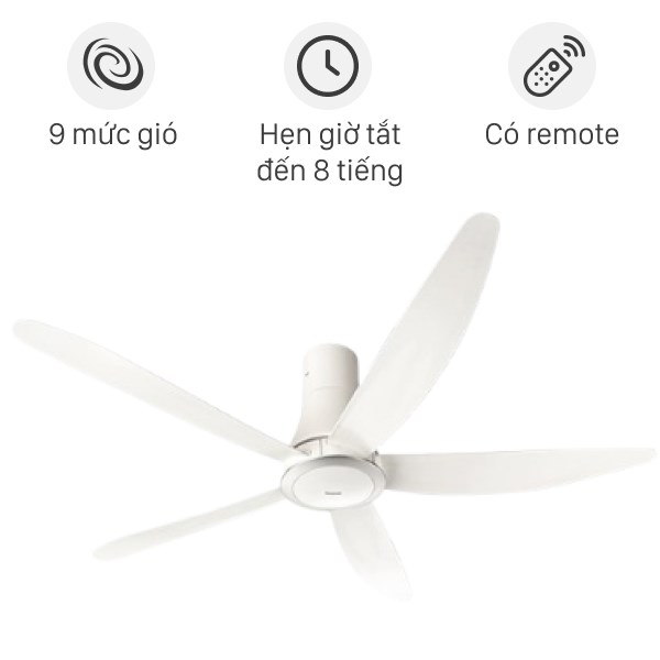 Quạt trần Panasonic F-60TDN 5 cánh, màu trắng bạc, đường kính 60 inches