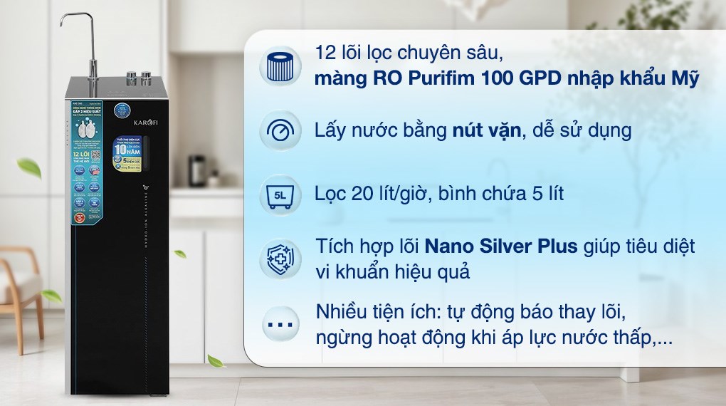 Máy lọc nước RO Hydrogen ion kiềm Karofi KAE-S66 12 lõi - 3