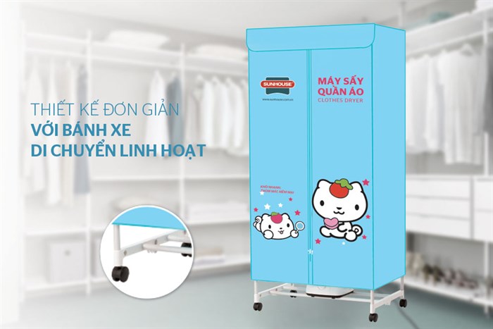 Tủ sấy quần áo Sunhouse 10 kg SHD2702 Màu Xanh