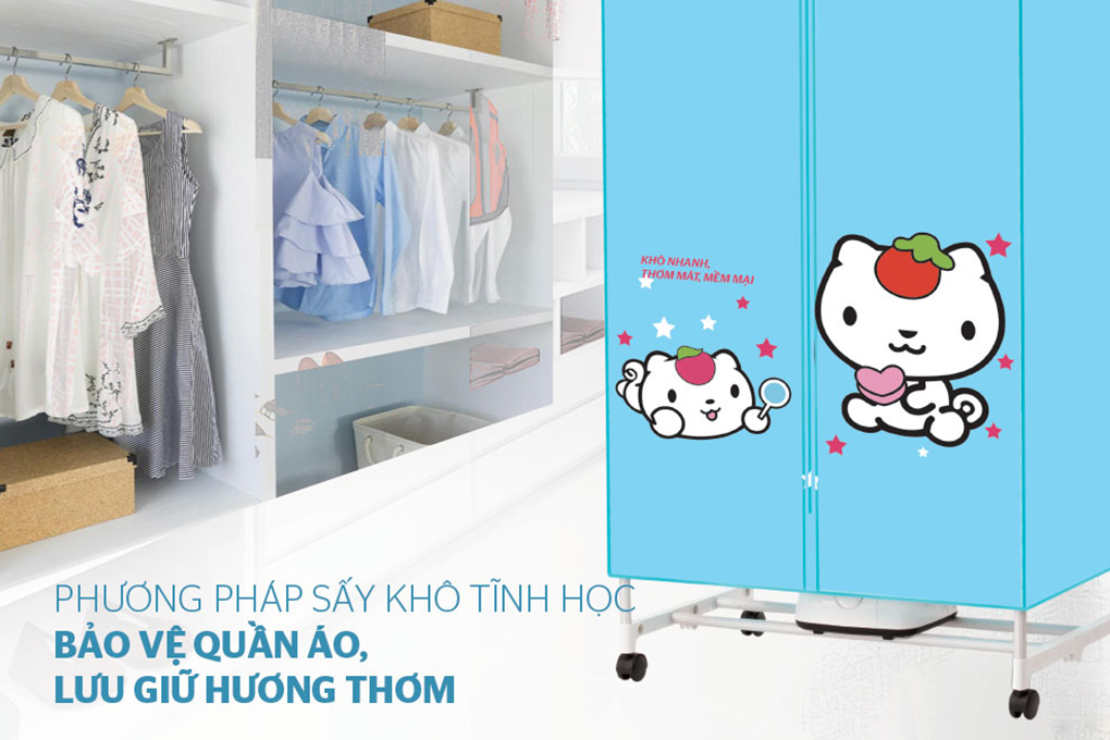 Tủ sấy quần áo Sunhouse 10 kg SHD2702 Màu Xanh