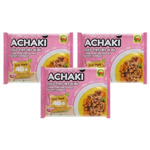 Combo 3 gói cháo ăn liền Achaki vị thịt heo, bí đỏ