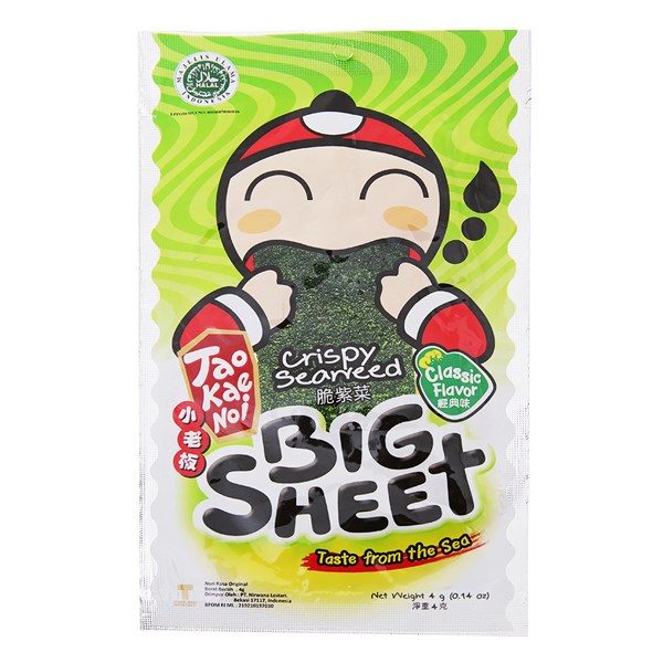 Snack rong biển vị truyền thống Tao Kae Noi Big Sheet 4g (từ 1 tuổi) - AVAKids.com