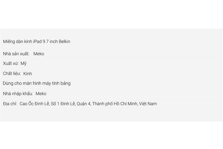 Miếng dán kính iPad 9.7 inch Belkin Màu Trắng