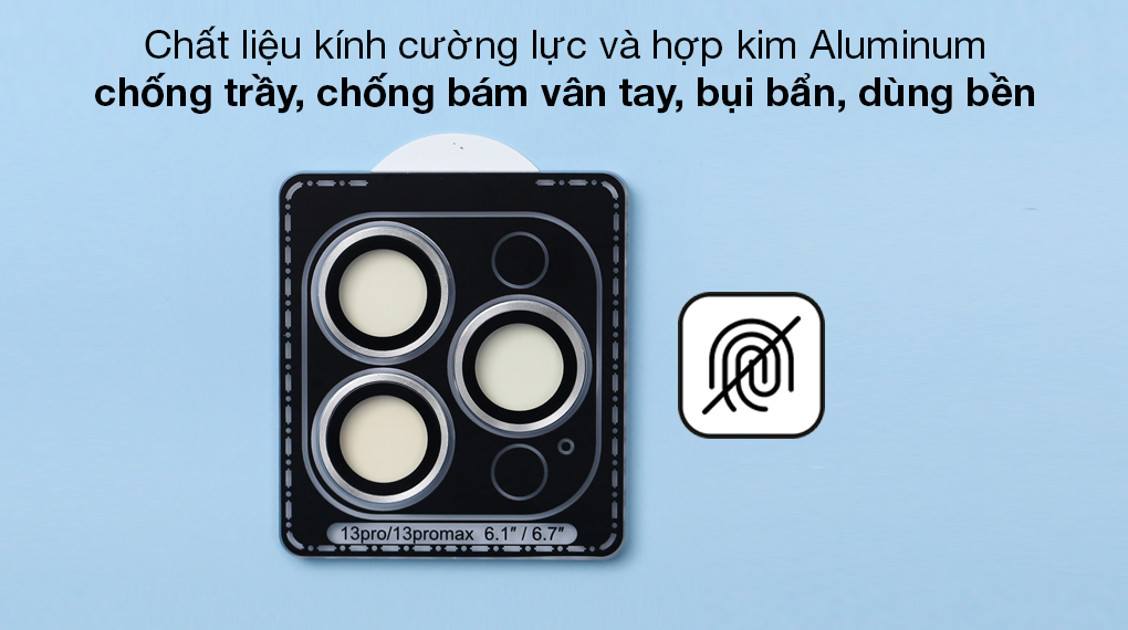 Miếng dán kính camera iPhone 13 Pro/13 Pro Max Mipow Bạc - Chống trầy hiệu quả với vật liệu siêu bền