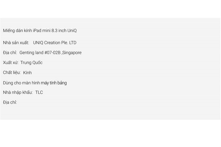 Miếng dán kính iPad mini 8.3 inch UniQ Màu Trắng