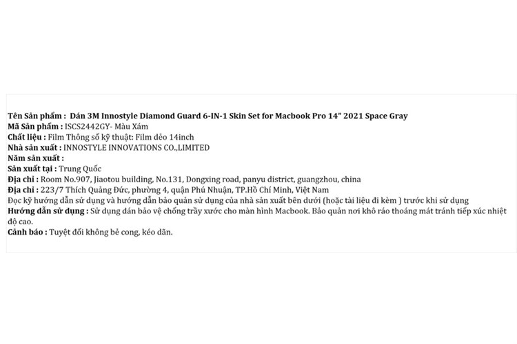 Bộ dán Macbook Pro 2021 14 inch 6 IN 1 ISCS2442 Màu Xám