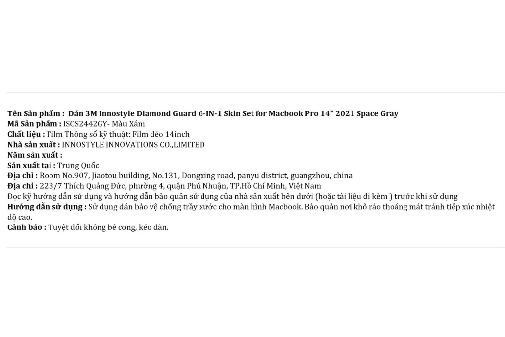 Bộ dán Macbook Pro 2021 14 inch 6 IN 1 ISCS2442 - 3