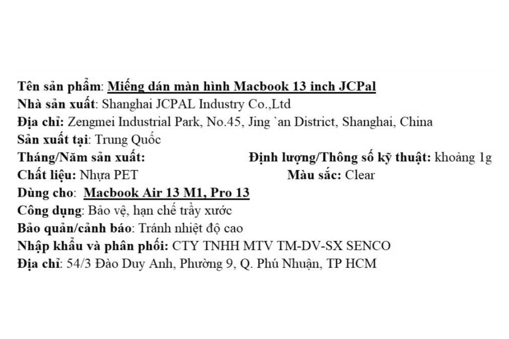 Miếng dán màn hình Macbook Pro/Air 13 inch - JCPAL - 5