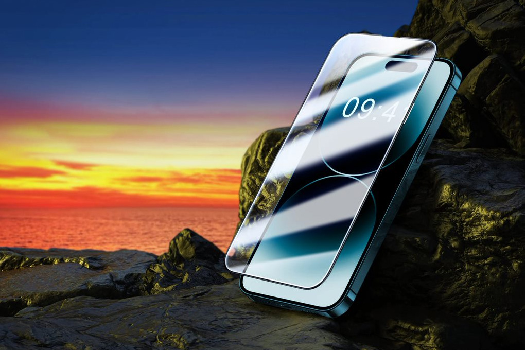 Miếng dán kính cường lực iPhone 15 Pro Max Jincase Màu Trắng