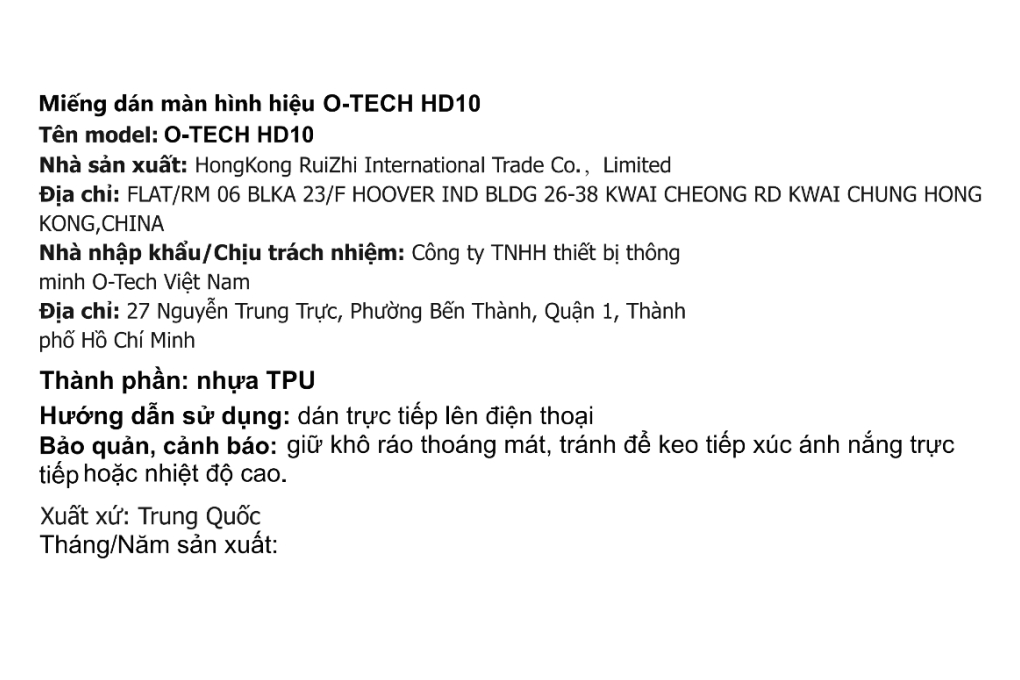 Miếng dán máy cắt TPU 4 lớp O-TECH HD10 - 2