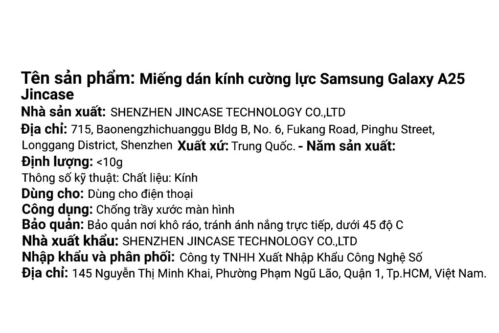 Miếng dán kính cường lực Samsung Galaxy A25/Redmi A5 Jincase - 2