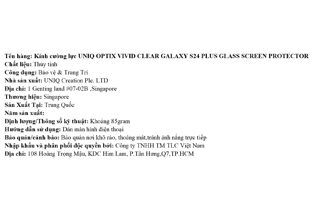 Miếng dán kính cường lực Samsung Galaxy S24 Plus UniQ Màu Trắng