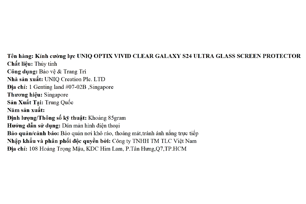 Miếng dán kính cường lực Samsung Galaxy S24 Ultra UniQ Màu Trắng