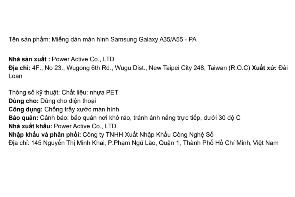 Miếng dán màn hình Samsung Galaxy A35/A55 - PA - 2