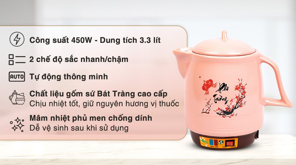 Siêu sắc thuốc điện Seika 3.3 lít SKS 373 Hồng
