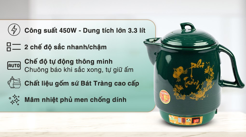 Siêu sắc thuốc điện Seika 3.3 lít SKS 375 Xanh