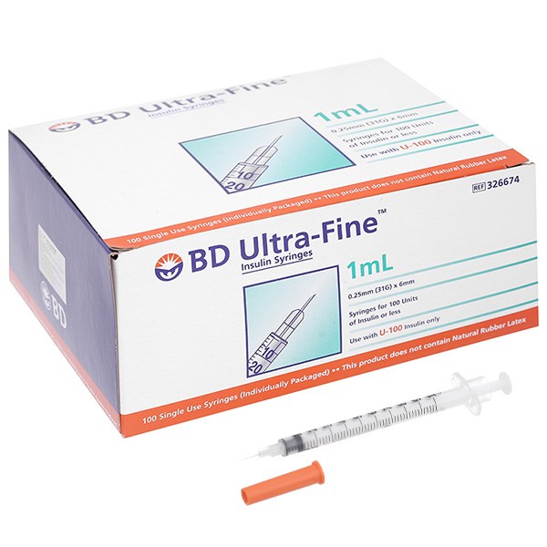 Bơm kim tiêm Insulin BD Ultra-Fine 1ml 0.25mm (31G) x 6mm  hộp 100 cái