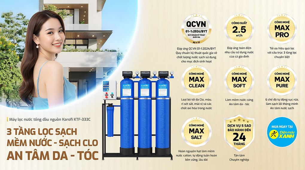 Máy lọc tổng đầu nguồn Karofi KTF-333C