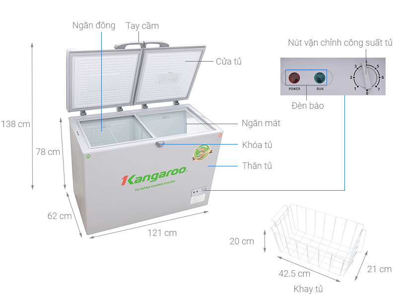 Tủ đông Kangaroo dàn đồng 2 chế độ KG398C2 252 lít | Hệ thống Điện máy Eco  Mart Mua Tiết Kiệm - Sắm An Tâm