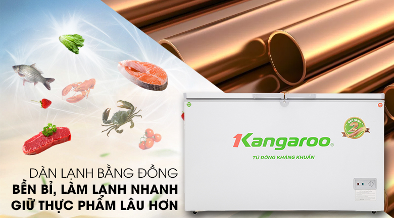 Dàn lạnh bằng đồng nguyên chất - Tủ đông Kangaroo KG418C2