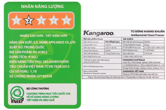 Tủ đông Kangaroo 284 lít KG 418C2