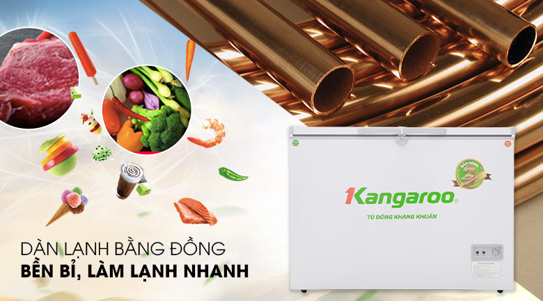 Dàn lạnh bằng đồng - Tủ đông Kangaroo KG298C2