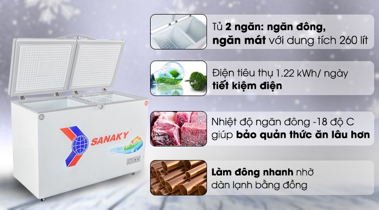 Tủ đông Sanaky 260 lít VH-3699W1