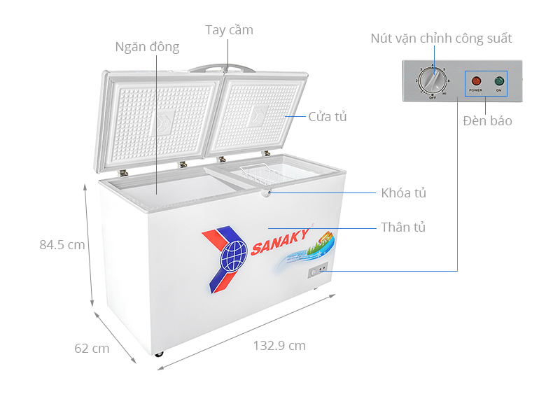 Thông số kỹ thuật Tủ đông Sanaky 305 lít VH-4099A1