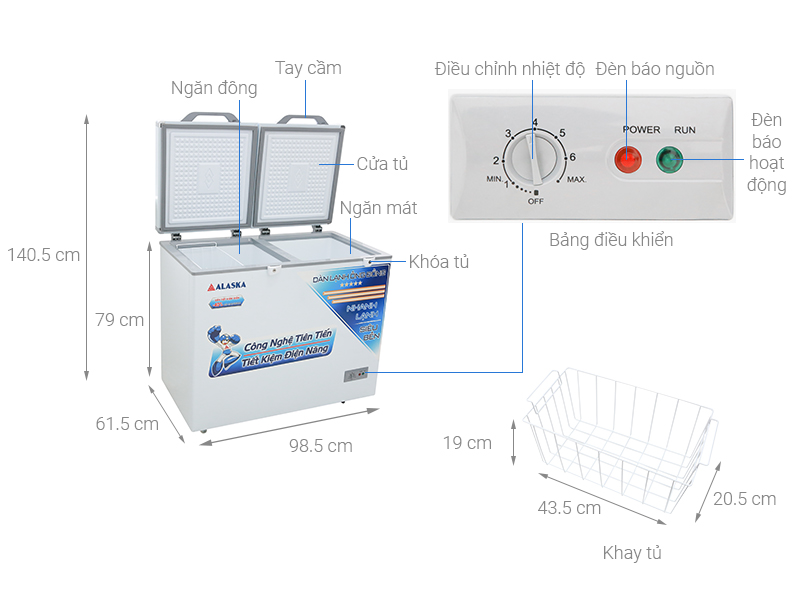 Tủ đông Alaska 250 lít BCD-3068C