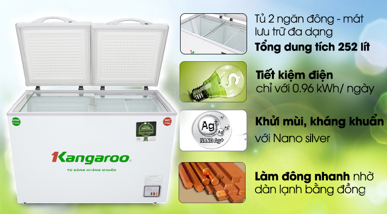 Tủ đông Kangaroo Inverter 252 lít KG 388NC2