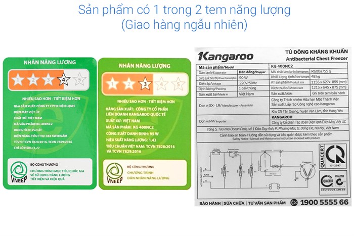 Tủ đông Kangaroo 252 lít KG 400NC2 Màu Trắng