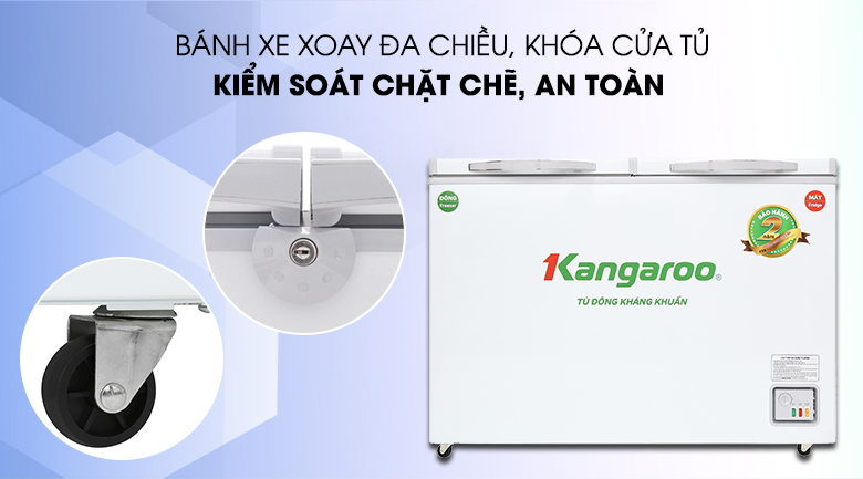 Tủ đông Kangaroo 252 lít KG 400NC2 - Kiểm soát chặt chẽ, an toàn với tiện ích khóa cửa tủ