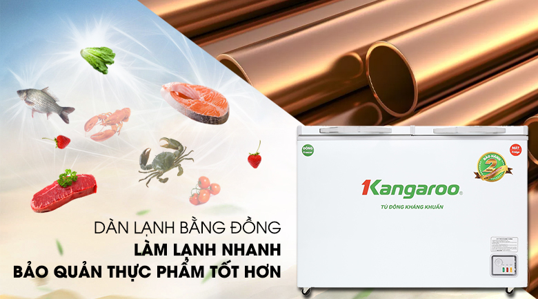 Tủ đông Kangaroo 252 lít KG 400NC2 - Làm lạnh nhanh với dàn lạnh bằng đồng nguyên chất