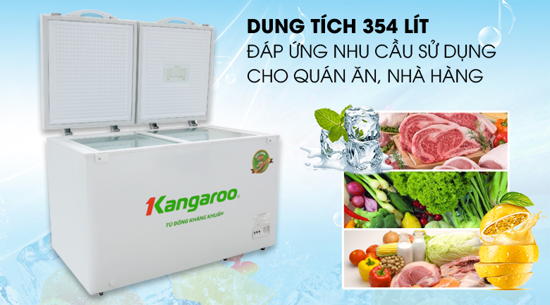 Tủ đông Kangaroo 354 lít KG 668C1 - Dung tích 354 lít, đáp ứng nhu cầu sử dụng cho quán ăn, nhà hàng