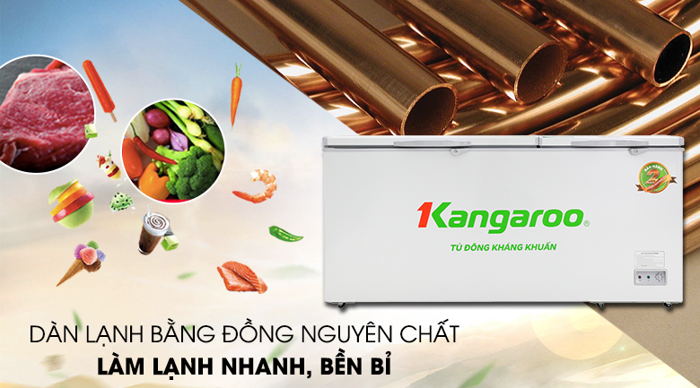 Tủ đông Kangaroo 490 lít KG 809C1 - Làm đông thực phẩm nhanh với dàn lạnh bằng đồng nguyên chất