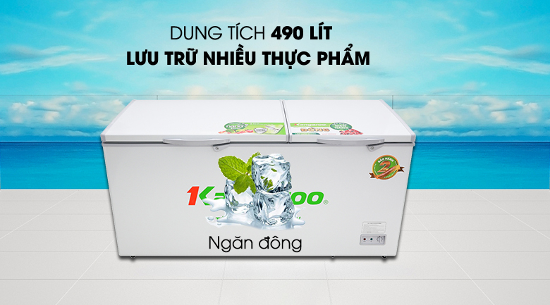 Tủ đông Kangaroo 490 lít KG 809C1 - Dung tích 490 lít, phù hợp cho quán ăn, nhà hàng và siêu thị