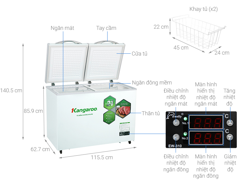 Tủ đông mềm Kangaroo 252 lít KG 400DM2