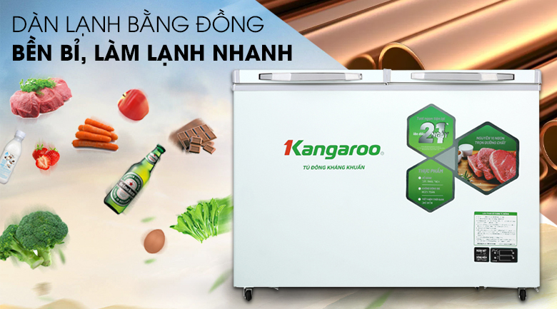 Tủ đông mềm Kangaroo 252 lít KG 400DM2 - Dàn làm lạnh bằng đồng