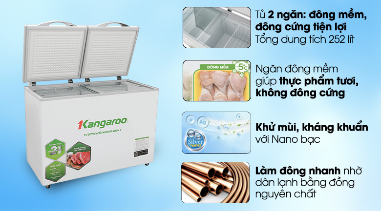 Tủ đông mềm Kangaroo 252 lít KG 408S2
