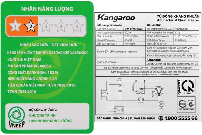 Tủ đông mềm Kangaroo 252 lít KG 408S2 Màu Trắng