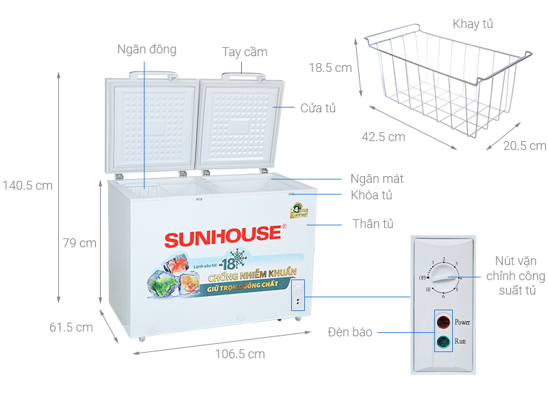 Tủ đông Sunhouse 225 lít SHR-F2272W2