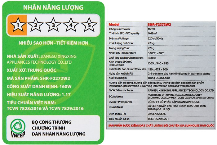 Tủ đông Sunhouse 225 lít SHR-F2272W2 Màu Trắng