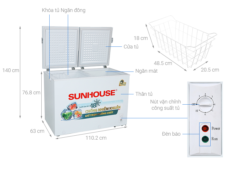 Tủ đông Sunhouse 255 lít SHR-F2362W2