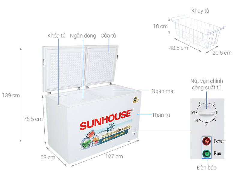 Tủ đông Sunhouse 300 lít SHR-F2412W2