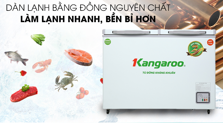 Tủ đông Kangaroo 212 lít KG 328NC2 - Dàn lạnh bằng đồng nguyên chất