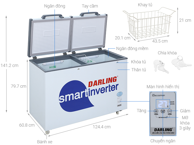 Thông số kỹ thuật Tủ đông Darling  Inverter 260 lít DMF-3699 WSI-4