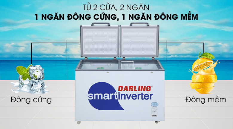 1 ngăn cứng và 1 ngăn đông mềm - Tủ đông Darling Inverter 260 lít DMF-3699 WSI-4