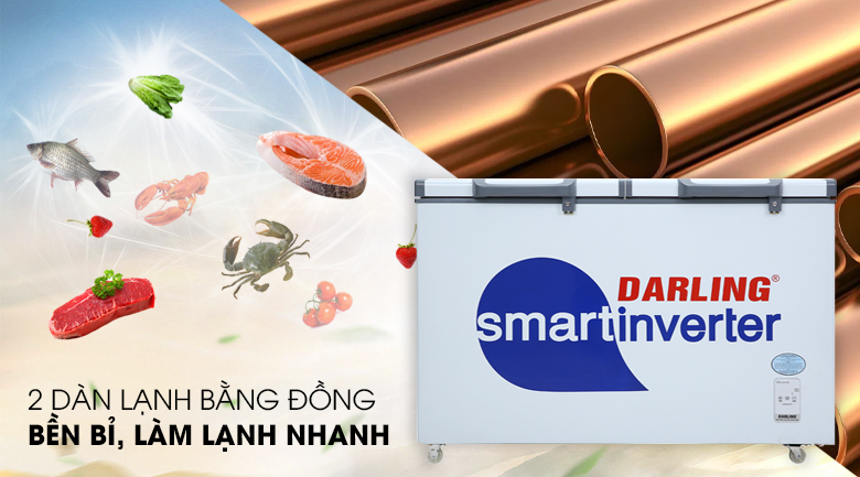 2 dàn lạnh - Tủ đông Darling Inverter 260 lít DMF-3699 WSI-4