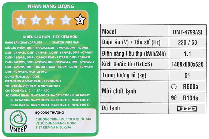 Tủ đông Darling Inverter 360 lít DMF-4799 ASI
