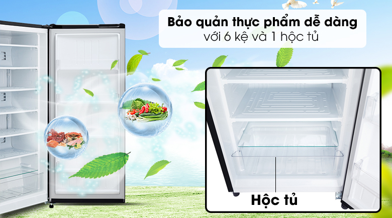 Tủ đông LG có 6 kệ và 1 hộc tủ tiện dụng